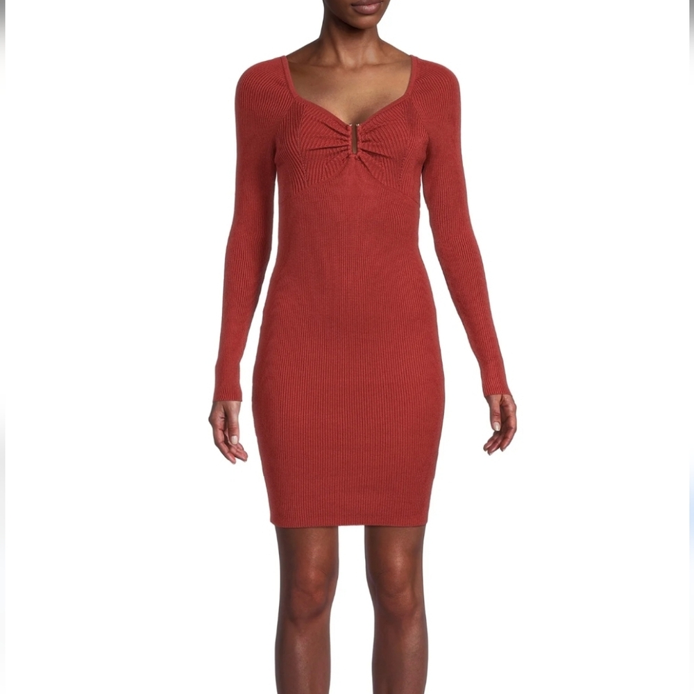 Madden NYC Rust Body Con Ribbed Sweater Dress Size 11/13 NWT